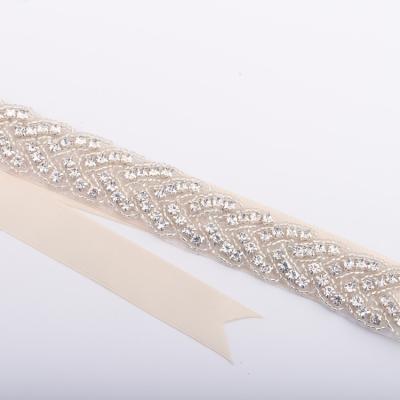 China Polyester Champagne Sash New Style Chinese Bridal Applique Embroidery for sale