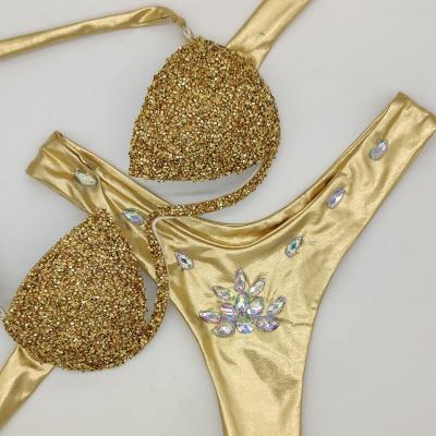 China Women's Comfortable Rhinestone Swimsuit Rhinestone Thong Bikini Swimwear Swimwear Set for sale