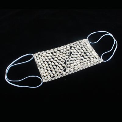 China Other white pearl rhinestone decoration party fashion face mask, white pearl face mask with rhinestone for sale