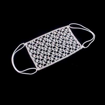 China Other Bling Diamond Masquerade Party Mask Fashion Face Jewelry Crystal Rhinestone Face Mask For Women for sale