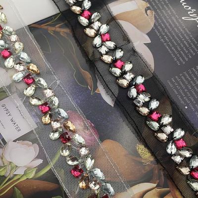 China Home Textile Wholesale Handmade Rhinestone Chain Rhinestone Crystal Trim Rhinestone Trim Crystal Trim By The Yard for sale