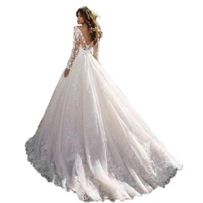 China Dry Cleaning 2020 High-end Elegant Wedding Dress Bridal Gown Lace Wedding Dress Wedding Dresses With Overskirt WD for sale