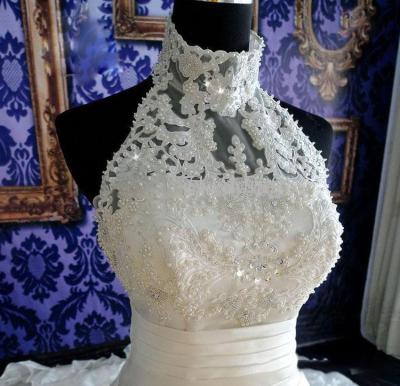 China New arrival factory sale cathedral train wedding dress bridal luxury developed heavy beading dresses dry cleaning for sale