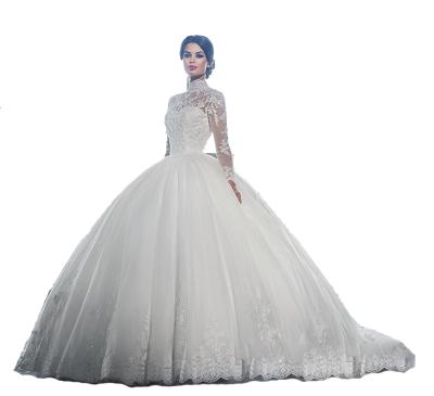 China 2020 white embroidery collarand bride dress bridal wedding developed stand wedding dress dry cleaning factory price wedding dress for sale