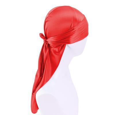 China Other Wholesale High Quality Custom Silk Satin Wave Hat HIP HOP Durag For Du-rags Logo Design Headwear Satin Bandana Women Men for sale