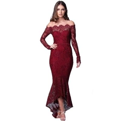 China 2021 Sale Women's Maxi Floral Lace Long Sleeve Amazon Dry Cleaning Tops Off Shoulder Elegant Mermaid Wedding Dress for sale