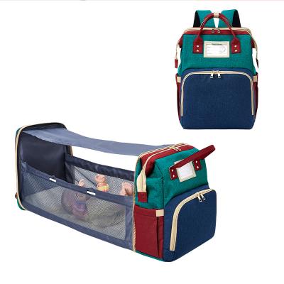 China With USB 3 in 1 Multifunctional Portable Foldable Mummy Bag Diaper Diaper Waterproof Bags with Changing Station Bed for sale