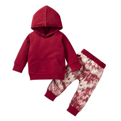 China Winter Kids Anti-Shrink Baby Clothes Knitted Hoodie Sweatsuit Children Clothing Set Long Sleeve Shirt With Pants Outfit for sale