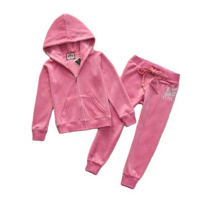 China Winter Children Velvet Sweatsuit Anti-Shrink Hoodie Kids Girls Clothing Set Long Sleeve Shirt With Pants Outfit for sale