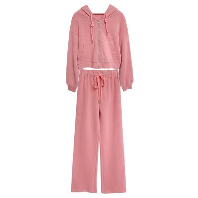 China 2021 Girls Anti-Shrinkage Winter Sweatsuits With Medium Zipper Pockets And Wide Leg Western Style Big Kids Pants Thick Suit for sale