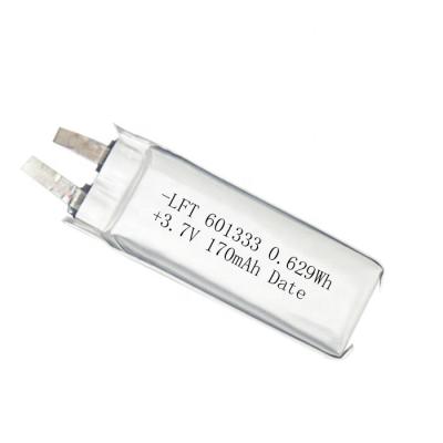 China Small 10C 15C 3.7v 170mah rechargeable toys lithium polym battery 0.629Wh lipo battery 601333 for sale