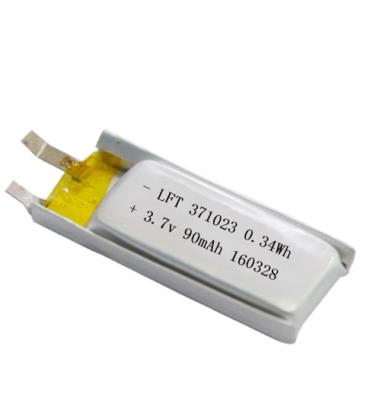 China Electronic devices 371023 Li ion rechargeable battery 3.7v 90mah lipo battery cell for watch and bracelet for sale