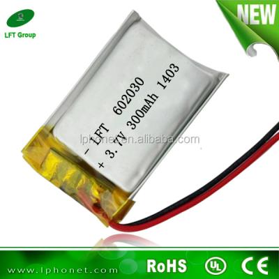 China None quality lithium ion 3.7v 300mah mini rechargeable battery 602030 mp3 player battery in stock for sale