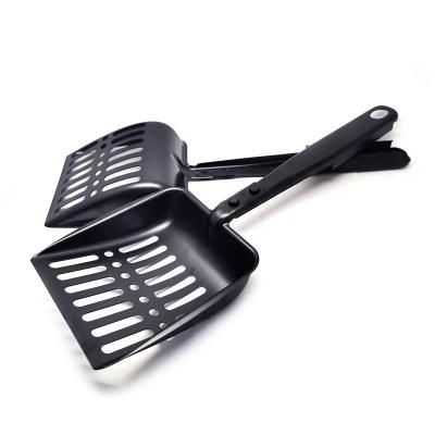 China Black Pet Cat Litter Scooper Metal Pet Cat Poop Shovel of Stainless Iron Handle for sale