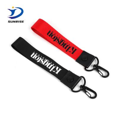 China Eco-friendly Short Silkscreen Printing Lanyard Wrist Lanyard For Key Chain for sale