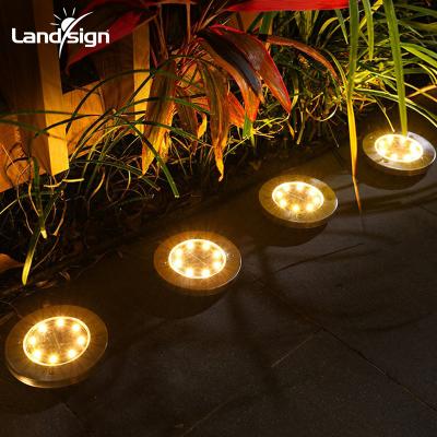 China Outdoor Garden Solar Ground Waterproof Solar Disc Light Bright Ground Light Suitable for Landscape Deck Lawn Walkway Yard for sale