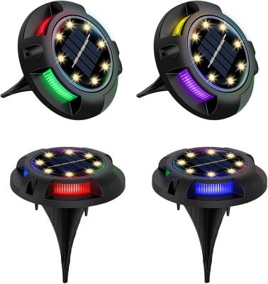 China 2022 New Underground Garden Platform Lights 2-in-1 Solar Lights RGB 12 LED Solar Ground Disc Lights For Pathway Walkway Landscape for sale