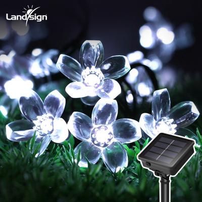 China Solar Flower String Lights String Lights 50 Led Peach Blossom Waterproof Outdoor Decoration Garland Fariy Lights Christmas Wedding Party Garden for sale