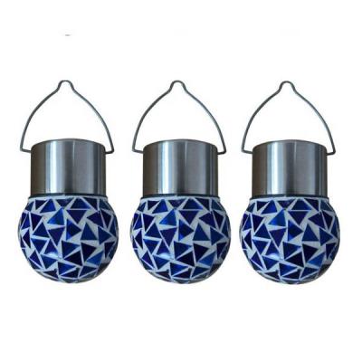 China Decorative Garden / Mosaic Christmas Glass Solar Power Hanging Globe Lights for sale