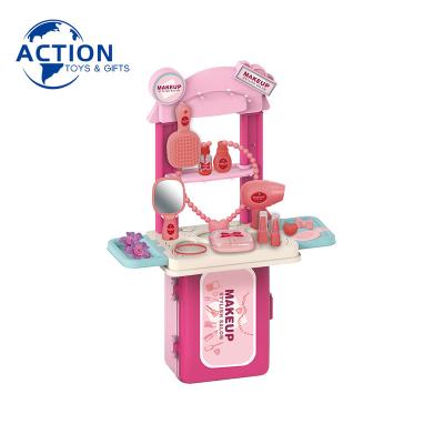 China PP 3 In 1 Pretend Play Simulation Make Up Toys Pink Makeup Set Princess Plastic Toy for sale