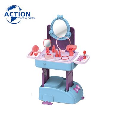 China PP 2 in 1 Role Play Toy Set Princess Make Up Dressing Table Toy for Kids with Music and Lighting for sale