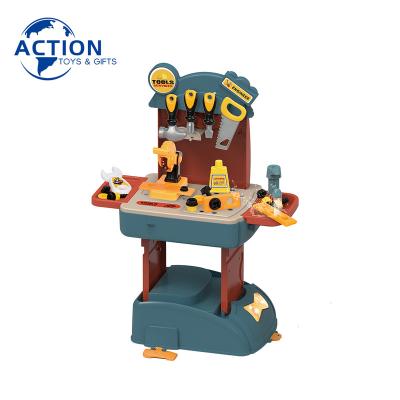 China pp 2 in 1 children simulation plastic construction workshop machine repair cart pretend play work bench tool toys for sale