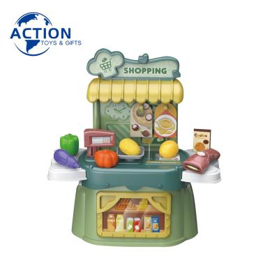 China New PP Travel 2 in1 Suitcase Kitchen Toys Educational Play Food Kitchen Set for Kids with 21pcs Accessories for sale