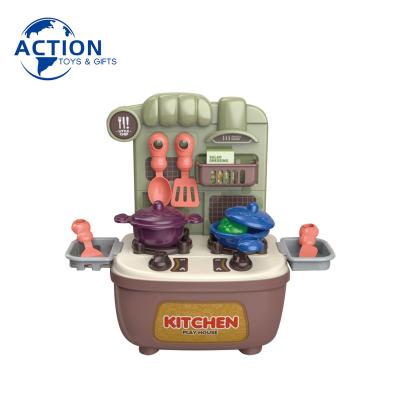 China PP 2022 New Cute Girl Pretend Play Kitchen Cooking Kids Simulated Medium Size Kitchen Toys Set For Children for sale