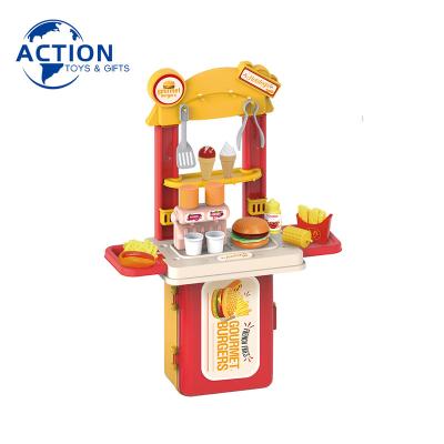 China PP Pretend Play 3 in 1 Fast Food Suitcase Set Child Kids Fast Food Play Hamburger Toy Kitchen Sets Toys for sale