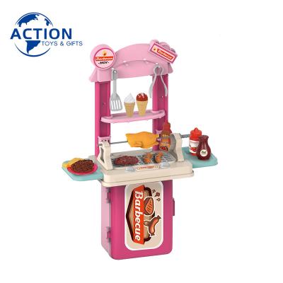 China 2022 PP Children's Role Play Pretend Set Mini Barbecue Grill Family Toy Food Toy Kids Simulation Barbecue BBQ Play for sale