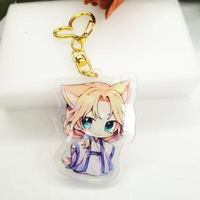 China Custom Acrylic Gift Key Chain Hologram Anime Printed Glitter Key Chain Charms Acrylic Key Chain for sale