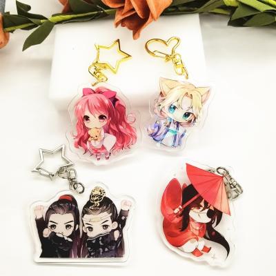 China Custom Anime Plastic Bilateral Printed Acrylic Key Chains Charm Key Chain Gift Making With Glitter Hologram for sale