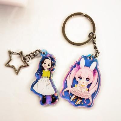 China Gift No MOQ CMYK Custom Anime Key Chain Christmas Acrylic Plastic Key Chain for sale