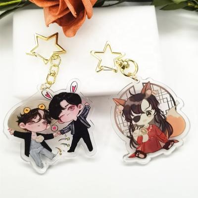 China Wholesale Custom Acrylic Anime Printed Acrylic Charms Gift Key Chain Hologram Glitter Cartoon Key Chain for sale