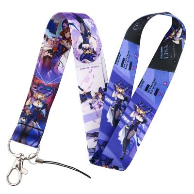 China Custom Anime Lanyard Heat Transfer Dye Promotional Gift Sublimation Printing Neck Lanyards for sale