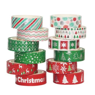 China Custom Copy Colored Christmas Decoration Adhesive Washi Paper Masking Tape Waterproof for sale