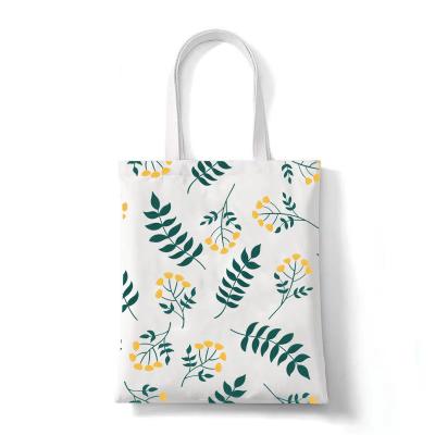 China 100% Logo Blank Polyester Floral Canvas Customized Eco-Friendly Tote Bag Custom Shopping Bags for sale