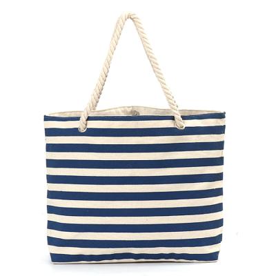 China Custom 100% Cotton Eco-friendly Logo Print Promotional Large Canvas Beach Bag Custom Canvas Bags with Rope Handle for sale