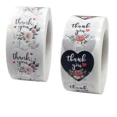 China Logo Stickers Roll Adhesive Sticker Custom Waterproof Thank You Label Cards Christmas Gift Sticker Printing Paper Labels for sale