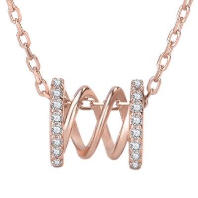 China CLASSIC New Design Ladies 18K Sterling Silver Plated Necklace Gift Chain Pendant Party 925 Zircon Wave Jewelry for sale