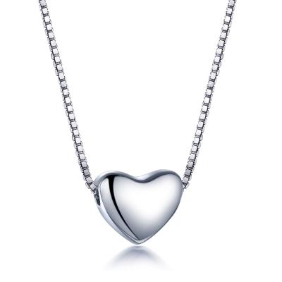 China TRENDY Simple Silver Heart Box Chain Ladies Necklace Fashion s925 Item Pendant Jewelry for sale