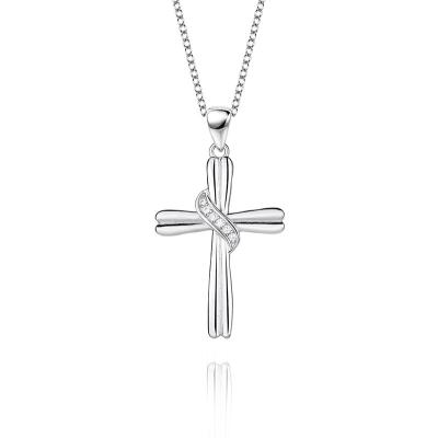 China Simple Luxury Jesus Clavicle Chain Pendant Wild Jewelry Light Hip Hop s925 Sterling Silver Cross Necklace Hip for sale