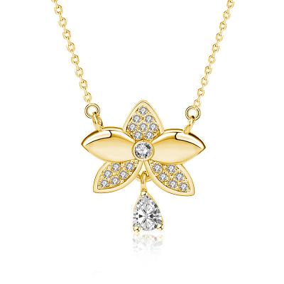 China FASHIONABLE sterling silver silver chain collarbone chain necklace flower orchid flower butterfly s925 sweet and simple necklace for sale