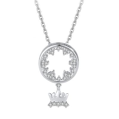 China FASHIONABLE female lightweight luxury personality s925 ring crown necklace sterling silver creative design a two-use clavicle chain for sale