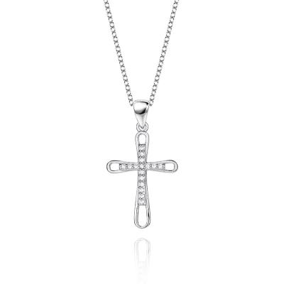 China Hiphop manufacturer directly supply s925 sterling silver cross necklace diamond jewelry clavicle chain for sale