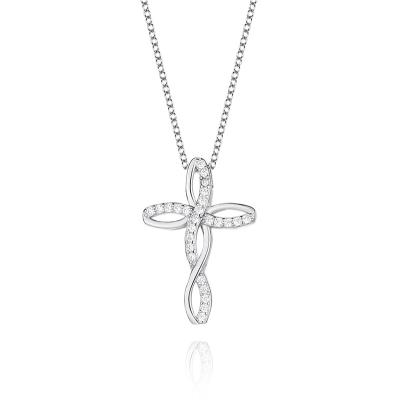 China Hiphop manufacturer directly supply s925 sterling silver cross necklace diamond jewelry clavicle chain for sale