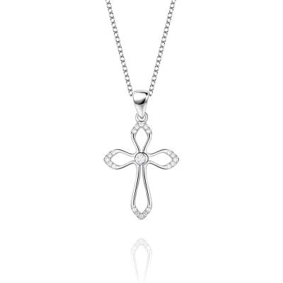 China Hiphop manufacturer directly supply s925 sterling silver cross necklace diamond jewelry clavicle chain for sale