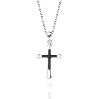 China Hiphop manufacturer directly supply s925 sterling silver cross necklace diamond jewelry clavicle chain for sale