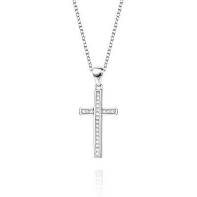 China European Hiphop Personality s925 Sterling Silver Full Rhinestone Cross Hip Hop and American Dangle Jesus Necklace Jewelry for sale