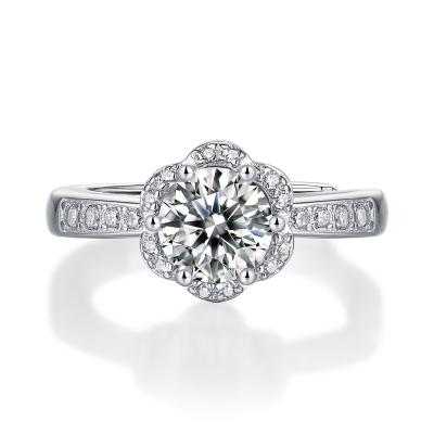 China Moissanite CLASSIC Ring Simulation Diamond D Color 1 Carat Female Sterling Silver Wedding Proposal Ring for sale